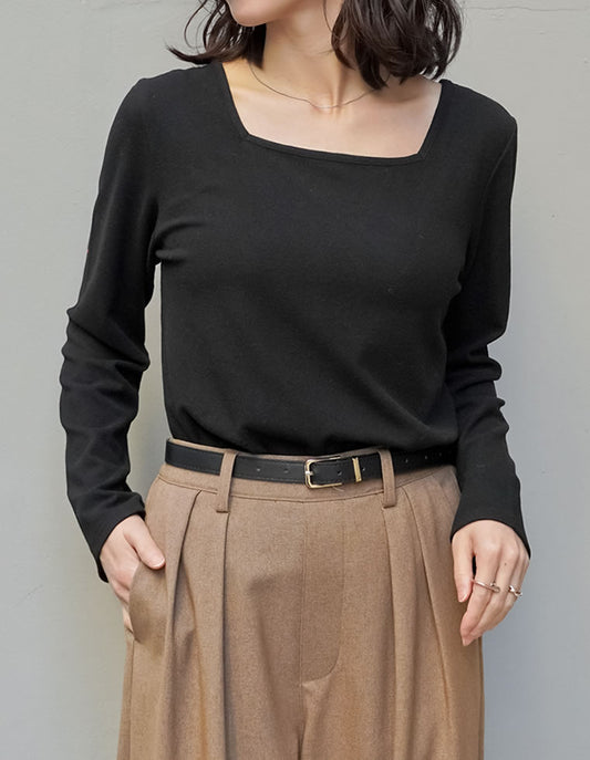 前後2WAY起毛フラッフィーカットソー長袖トップス