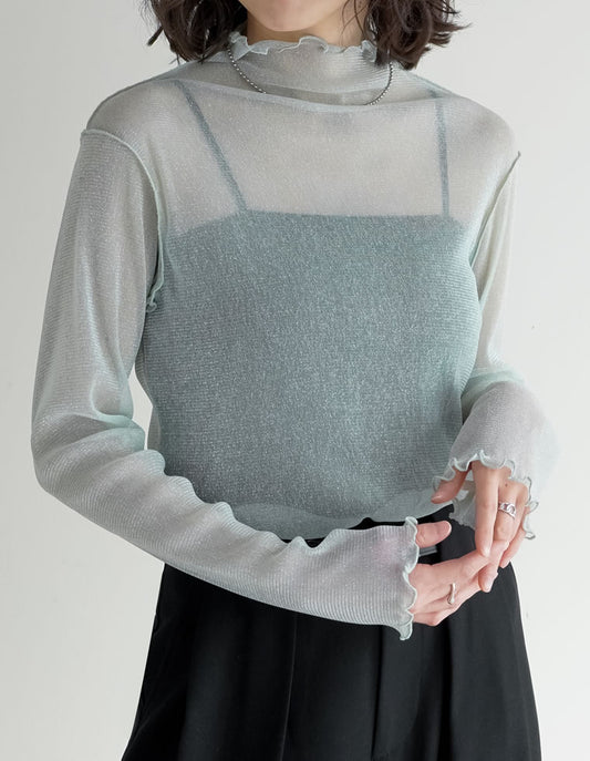 ラメチュールボトルネックシアートップス