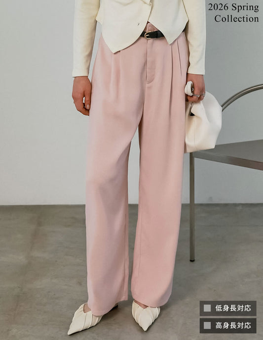 [低身長/高身長サイズ有]ツイルツータックバレルレッグカーブパンツ