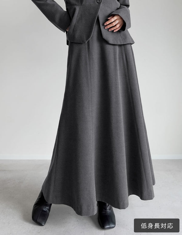 [低身長サイズ有]ウールライクパネル切り替えフレアスカート