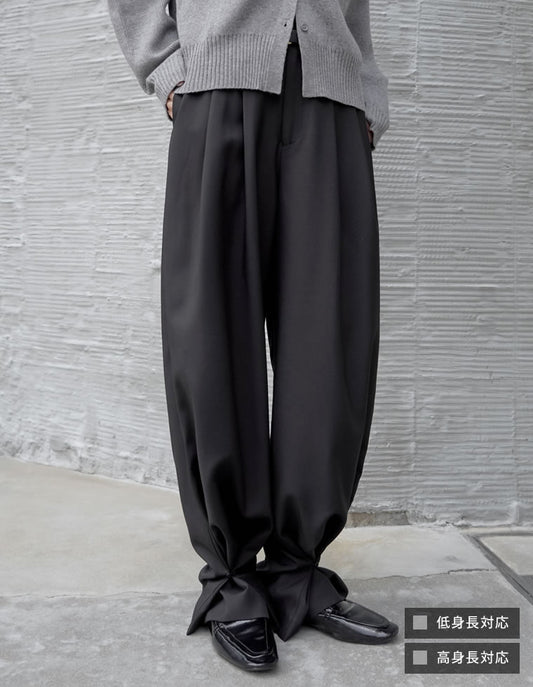 【TIME SALE 30%OFF】[低身長/高身長サイズ有]2WAYツイル裾ボタンワイドストレートパンツ パンツ 人気レディースファッション通販 リエディ