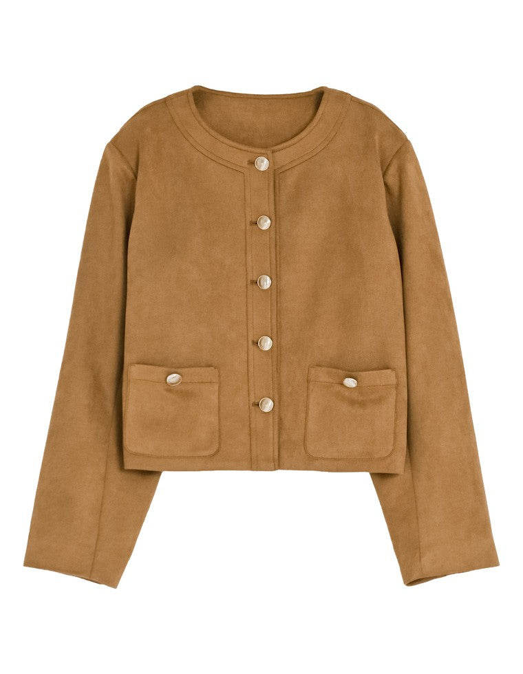 フェイクスウェードノーカラージャケット - ジャケット/アウター通販