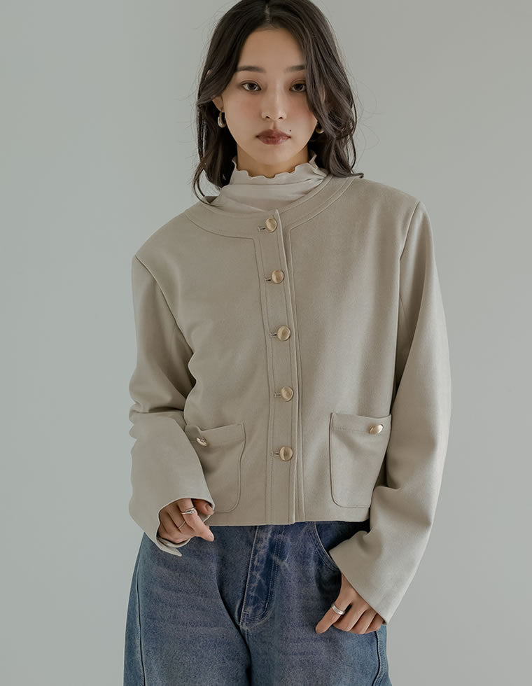 フェイクスウェードノーカラージャケット - ジャケット/アウター通販