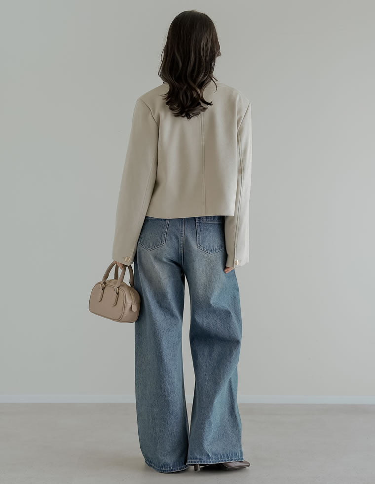 フェイクスウェードノーカラージャケット - ジャケット/アウター通販