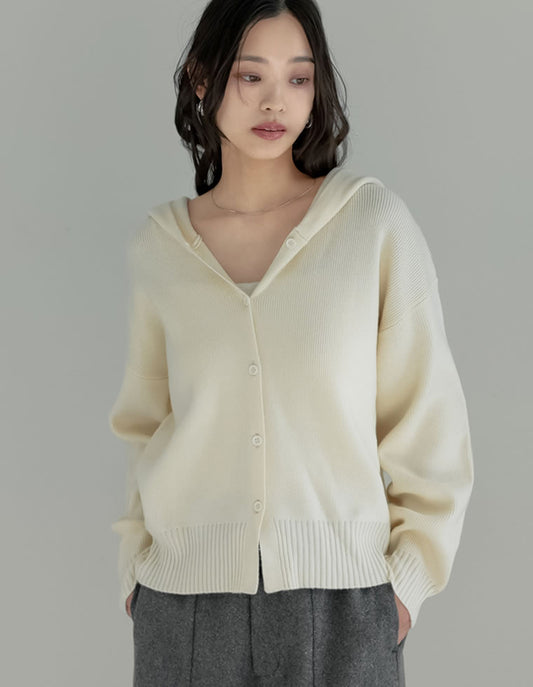 ニットフーディカーディガン