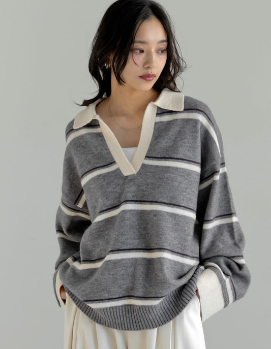 アルパカタッチボーダーポロトップス