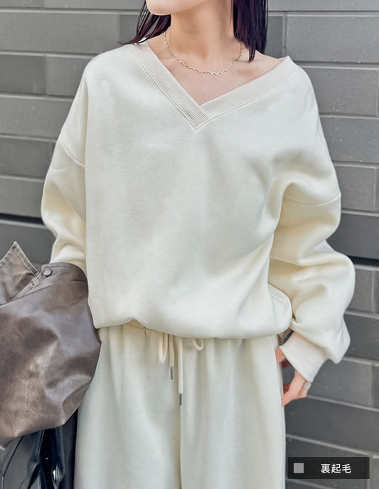 【クーポンで20%OFF￥5,198⇒￥4,158 クーポンコード：SH_20_2601】裏起毛マルチウェイVネックスウェットトップス