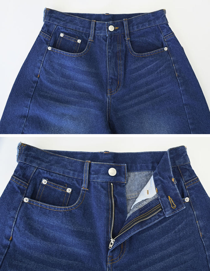 Lee リメイクデニムパンツ ドッキング カットオフ フリンジ バイカラー 
