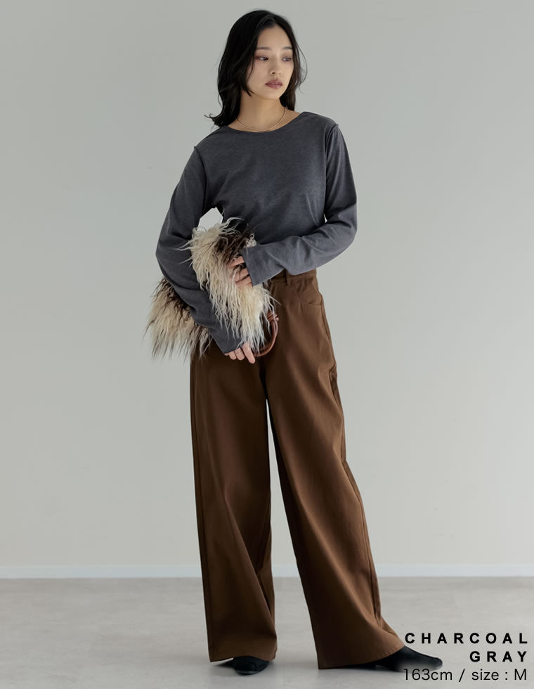 determ; 長袖 バックオープン カットソー XS 裏微起毛バックオープントップス - トップス通販 | 人気レディース