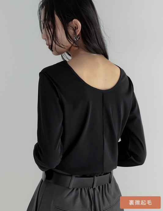 [大きいサイズ有][前後2WAY]裏微起毛バックオープントップス