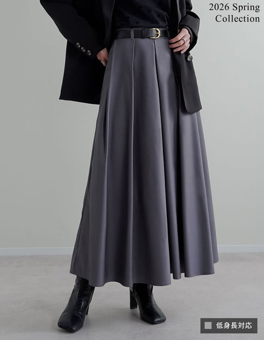 [2026S/S COLLECTION][低身長サイズ有]タックボリュームフレアスカート