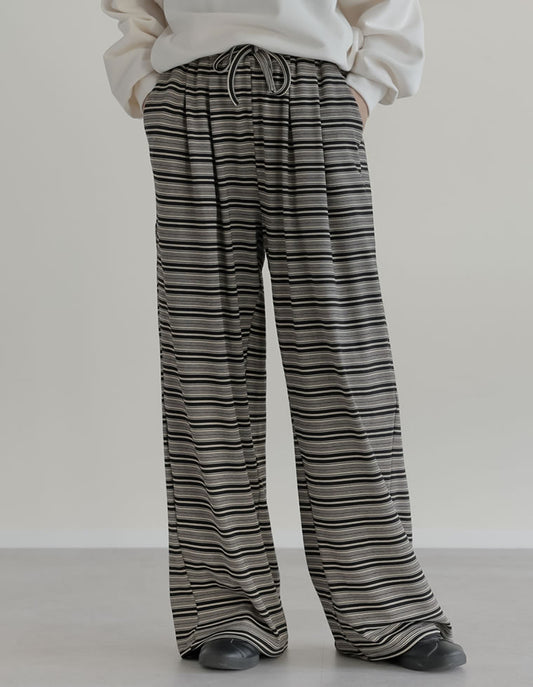 [低身長/高身長サイズ有]マルチボーダーカットソーリラックスパンツ