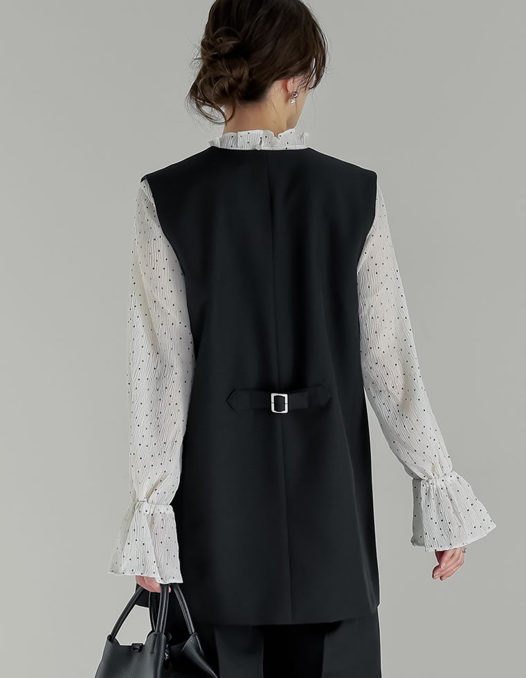 アドーア 24AW ホロウツイルジレベスト ダブル ベルト付き 38 黒 ADORE - アドーア 24AW ホロウツイルジレベスト ダブル ベルト付き 38