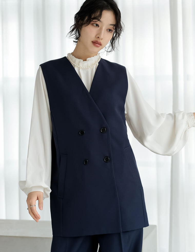 アドーア 24AW ホロウツイルジレベスト ダブル ベルト付き 38 黒 ADORE - アドーア 24AW ホロウツイルジレベスト ダブル ベルト付き 38