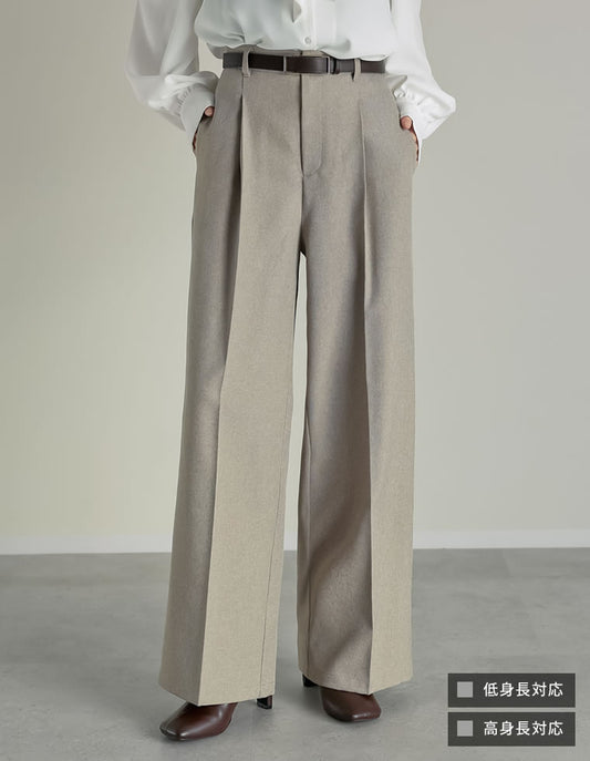 [低身長/高身長サイズ有]ツイルタックストレートパンツ