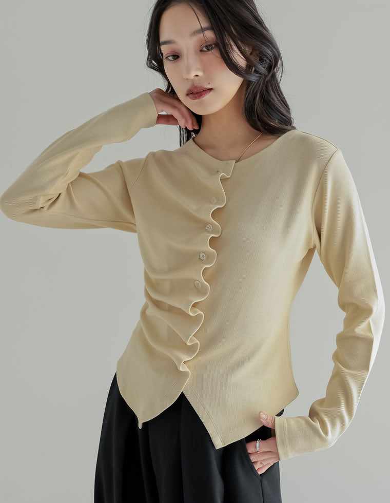 アシンメトリーフリルカットソー - トップス通販 | 人気レディース