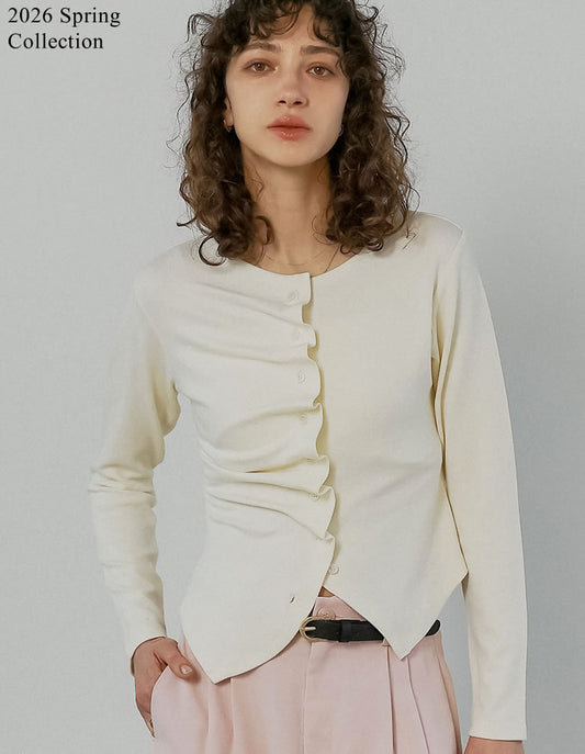 [2026S/S PRE ORDER]アシンメトリーフリルカットソー[mb]