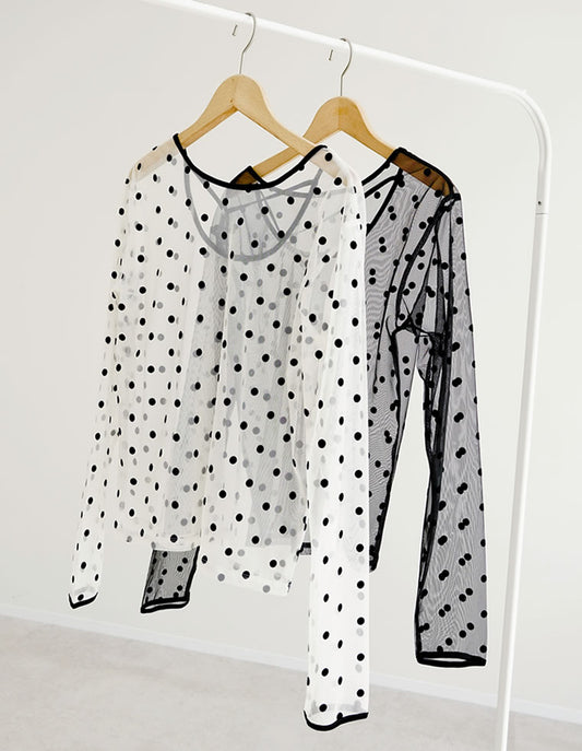 [2026S/S COLLECTION]フロッキードットチュールバックオープントップス[mb] トップス 人気レディースファッション通販 リエディ