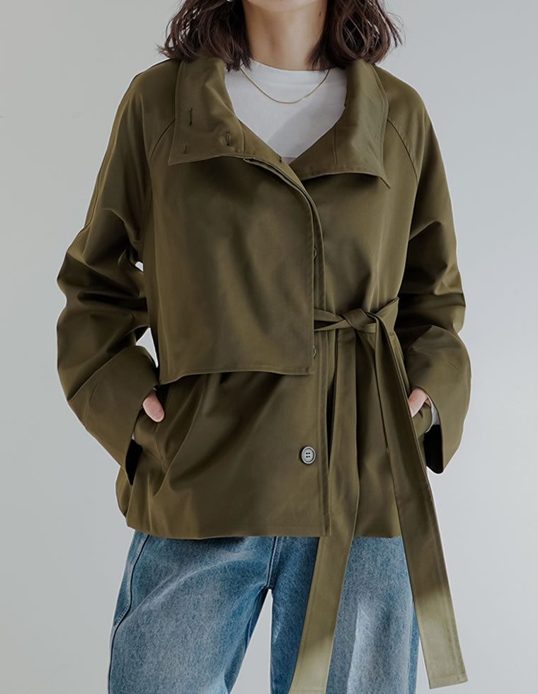 スタンドカラーミドル丈トレンチコート - ジャケット/アウター通販