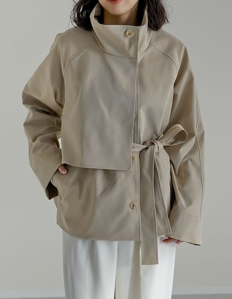 スタンドカラーミドル丈トレンチコート - ジャケット/アウター通販