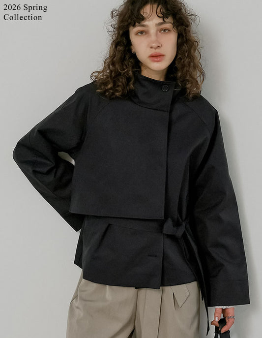 [2026S/S COLLECTION]スタンドカラーミドル丈トレンチコート