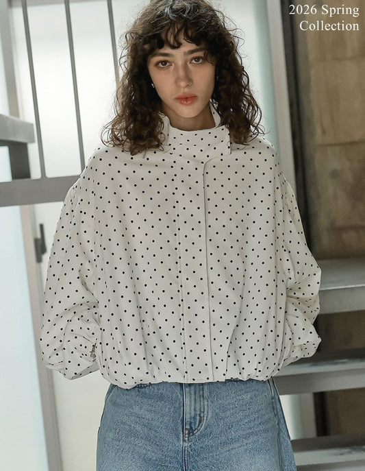 [2026S/S COLLECTION]フロッキードット裾タックバルーンブルゾン