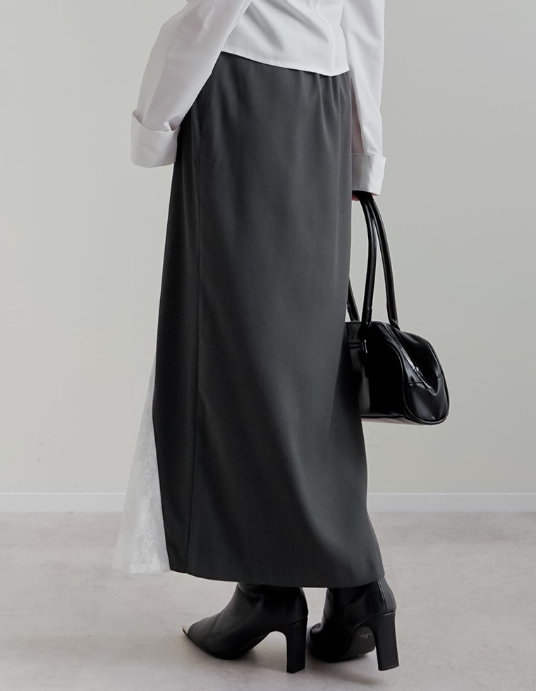カラー KOLOR 25AW ドッキングスカート グレー×ブラック サイズ：3