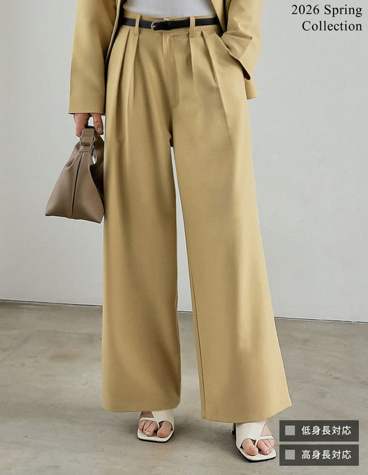 [2026S/S COLLECTION][低身長/高身長サイズ有]ツイルツータックワイドパンツ