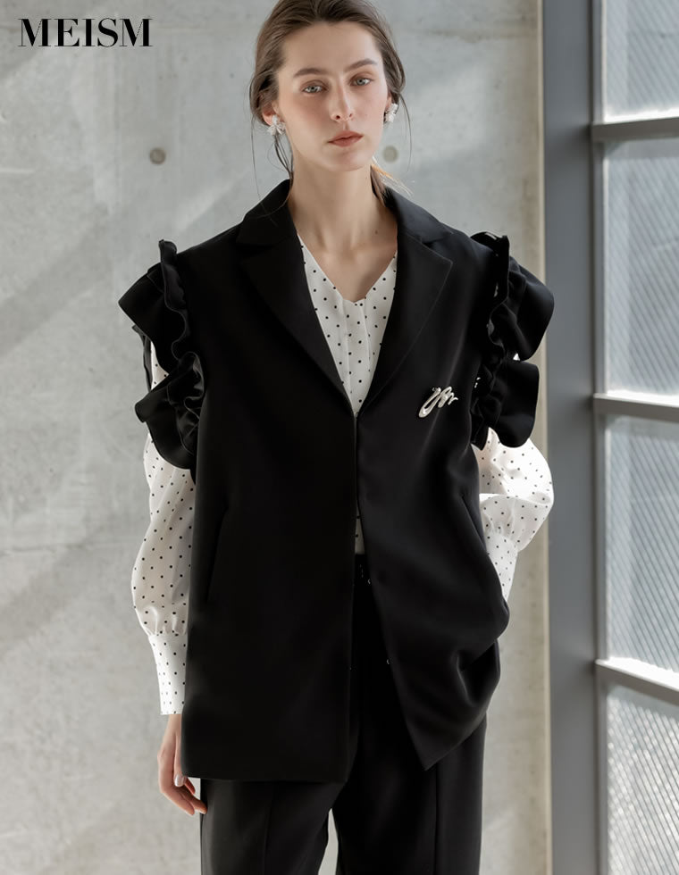 ストレッチミックスツイルVネックベスト - トップス通販 | 人気