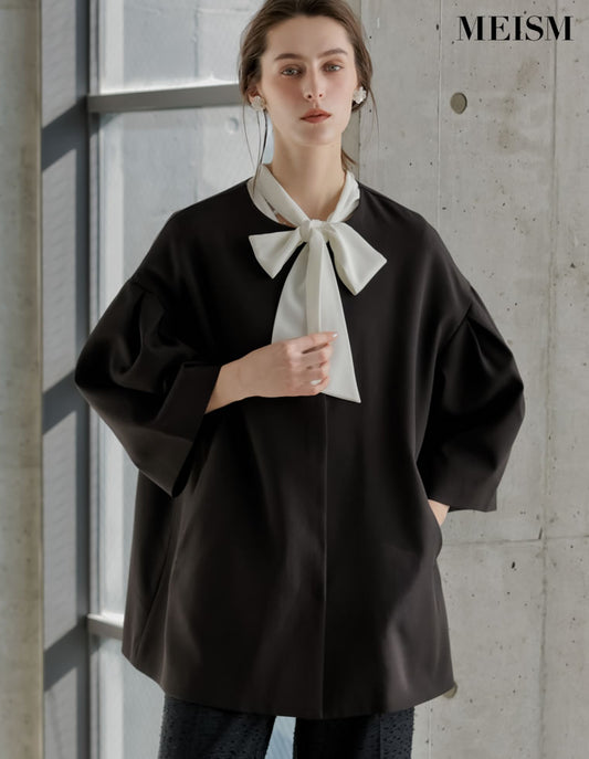 [2026S/S COLLECTION][MEISM by Re:EDIT]バレルスリーブノーカラーミドルジャケットコート ジャケット/アウター 人気レディースファッション通販 リエディ