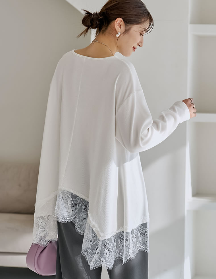 ネストローブ  レースヘムチュニック 美品 nest Robe - nest robe（ネストローブ）| リネンレースヘムチュニック