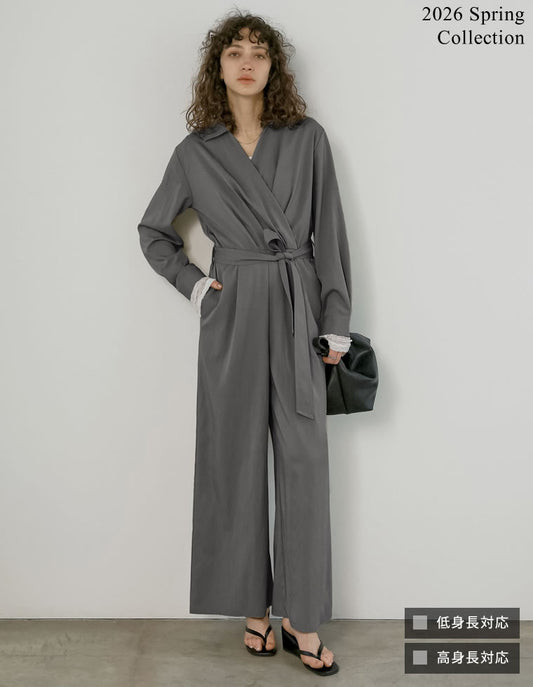 [2026S/S COLLECTION][低身長/高身長サイズ有]ポーラカシュクールオールインワン