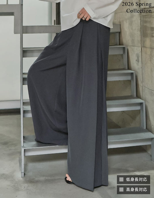 [2026S/S COLLECTION][低身長/高身長サイズ有]ツイルサイドタックストレートパンツ