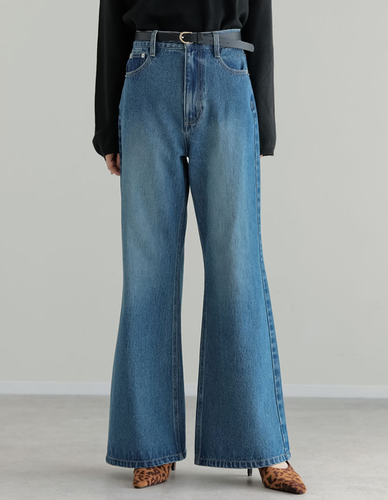 コットンブレンドセミフレアデニムパンツ - パンツ通販 | 人気