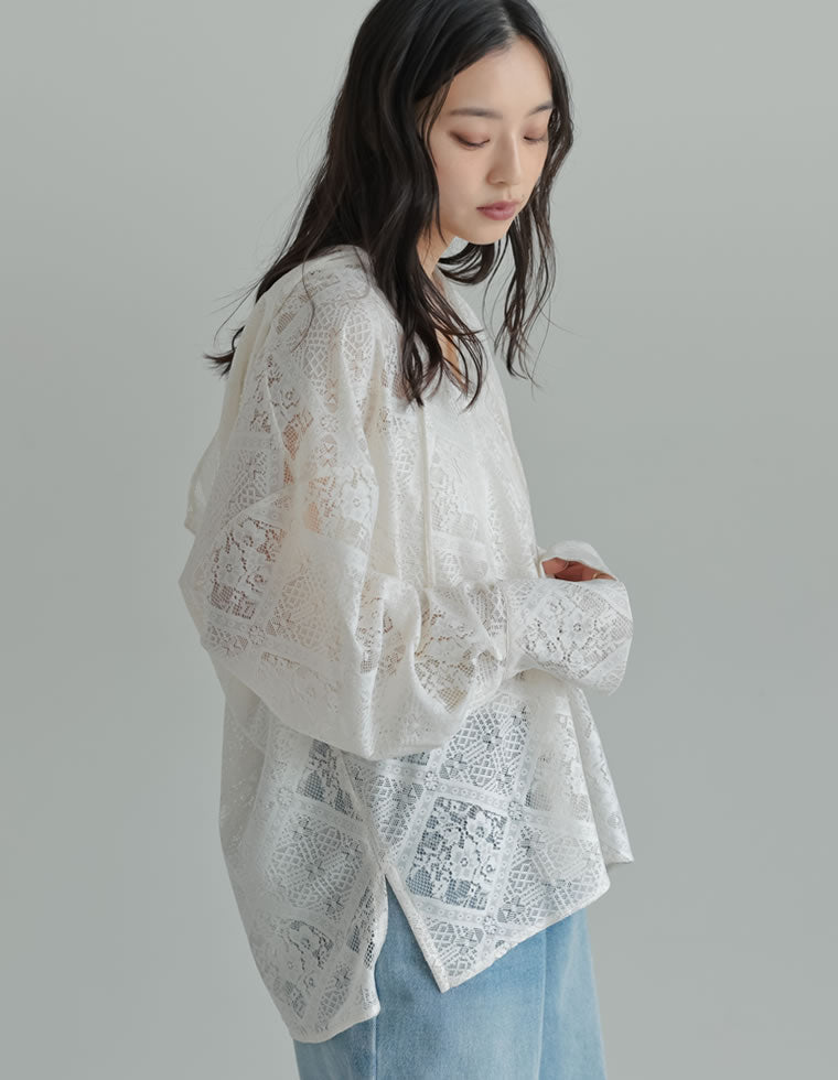 ⭐️プクこさん専用⭐️the pause ストレッチ レース シャツ 新品 THE PAUSE】ストレッチレースシャツ | Whim Gazette(ウィム ガゼット