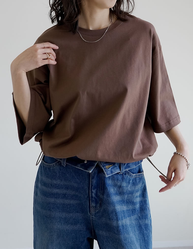 コットン裾ドロストクロップドTシャツ - トップス通販 | 人気