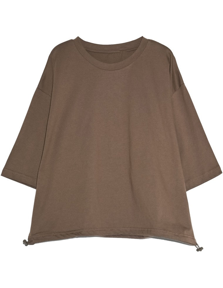 コットン裾ドロストクロップドTシャツ - トップス通販 | 人気