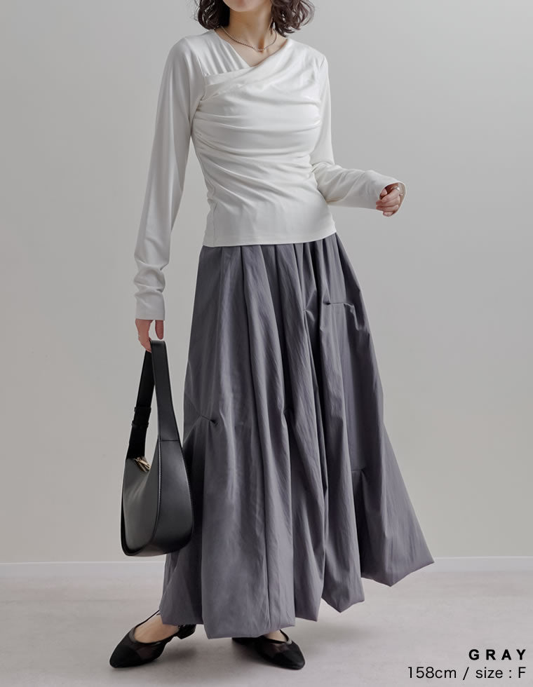 ツマミタックタフタバルーンスカート - スカート通販 | 人気レディース