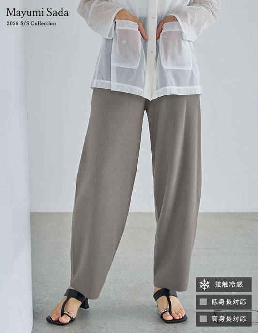 【公式限定！20％ポイント還元】【クーポンで15%OFF￥5,998⇒￥5,098 クーポンコード：SH_15_2604】[低身長/高身長サイズ有][接触冷感]レーヨンブレンドニットバレルレッグカーブパンツ パンツ 人気レディースファッション通販 リエディ