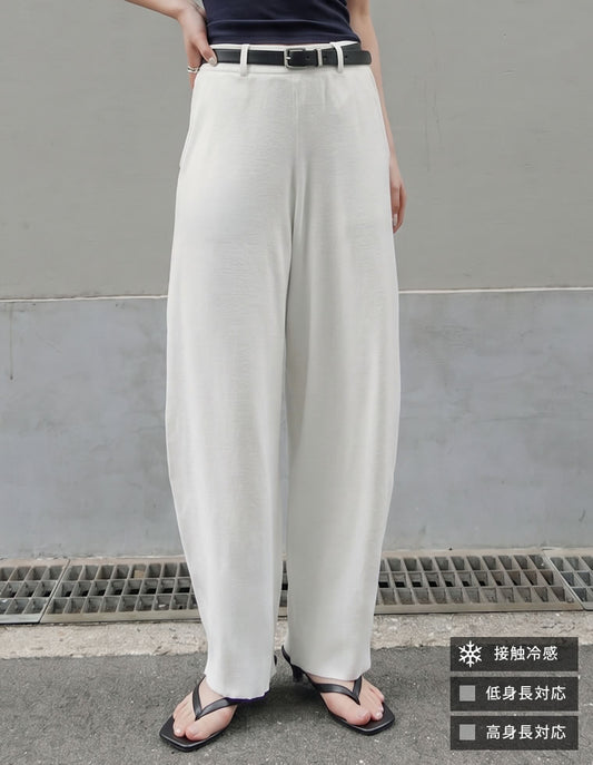 【TIME SALE 10%OFF】[接触冷感][低身長/高身長サイズ有]ひんやり冷感 ニットバレルレッグイージーパンツ パンツ 人気レディースファッション通販 リエディ
