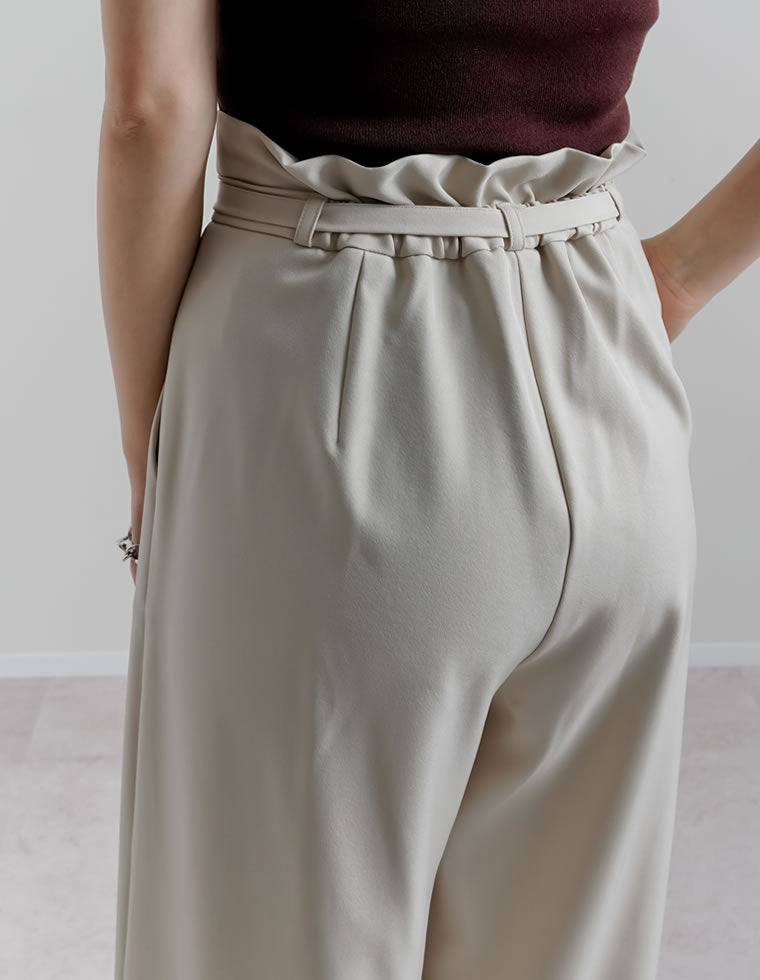ツイル細ベルト付ハイウエストワイドパンツ - パンツ通販 | 人気
