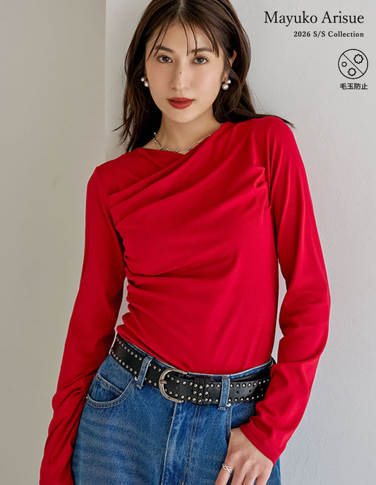 【クーポンで20%OFF￥4,499⇒￥3,599 クーポンコード：SH_20_2603】[2026S/S COLLECTION]アンチピリングカシュクールドレープトップス[mb] トップス 人気レディースファッション通販 リエディ