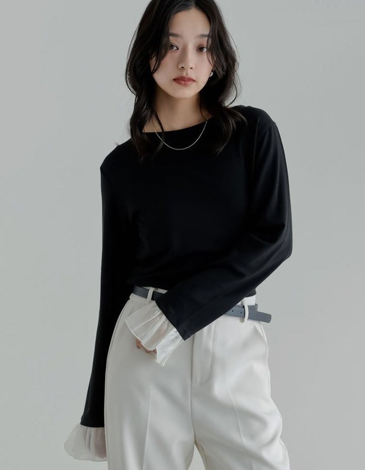 アンチピリング袖シアーフレアトップス - トップス通販 | 人気 