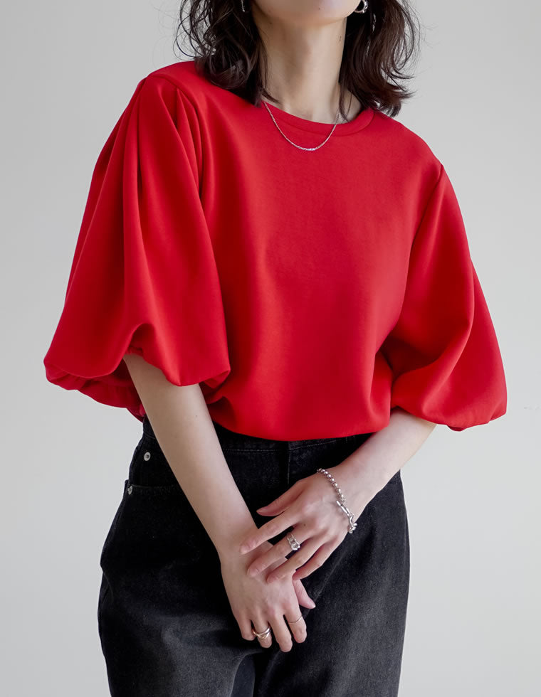 ハロッズ素敵なバルーン袖半袖トップス美品送料込 バルーン袖 Tシャツ トップス レディース 半袖 パフスリーブ 白 (T
