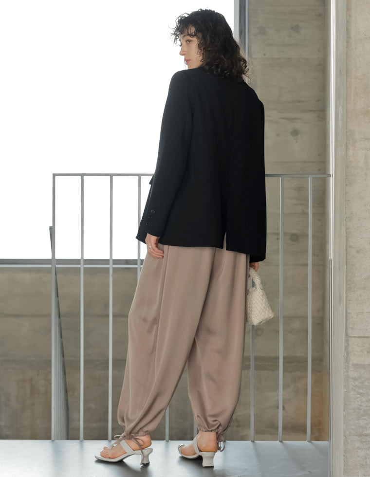 サテン裾ドロストバルーンワイドパンツ - パンツ通販 | 人気レディース