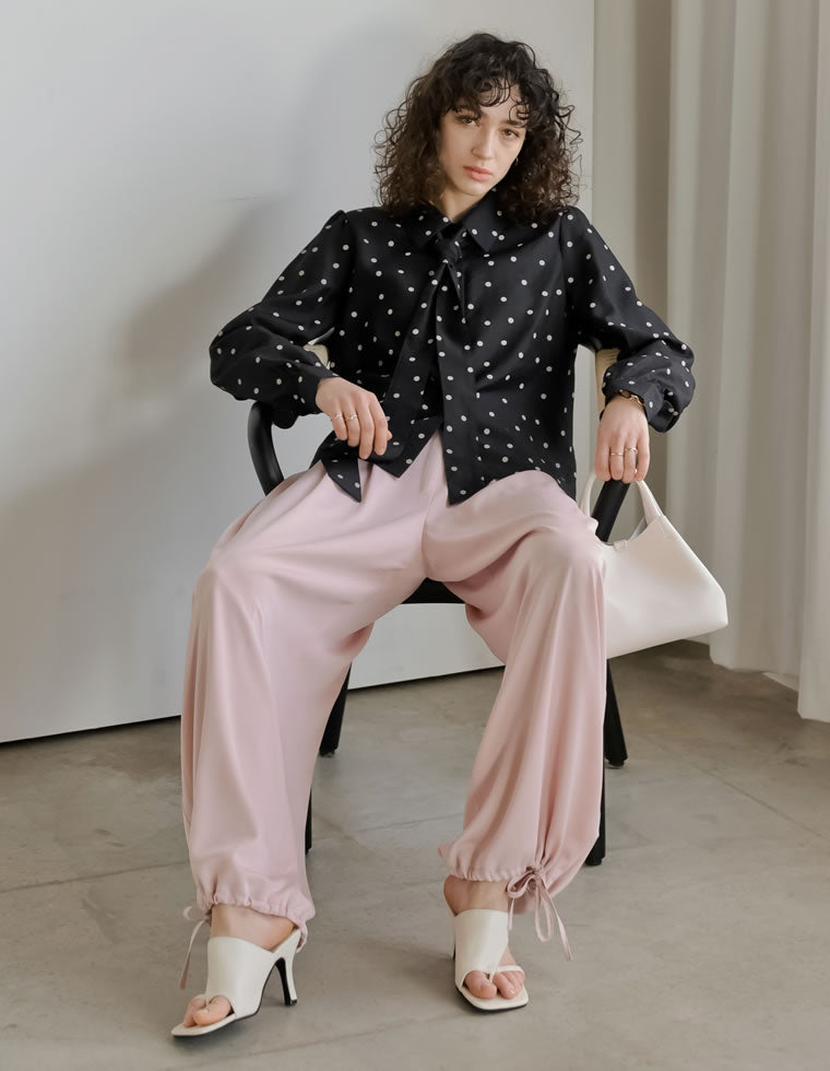 アドーアADORE◆裾ドロスト◆アセテートサテンパンツ◆イージーバルーンパンツ サテン裾ドロストバルーンワイドパンツ - パンツ通販 | 人気レディース