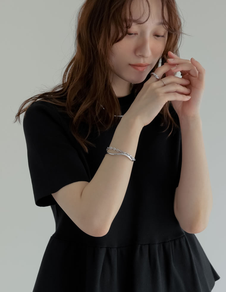 ニュアンスカーブ×チェーンコンビバングル[mb] - アクセサリー通販