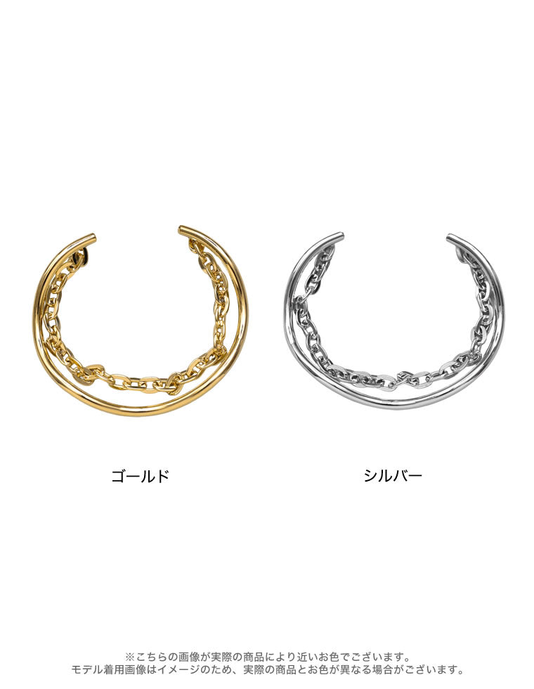 ニュアンスカーブ×チェーンコンビバングル[mb] - アクセサリー通販