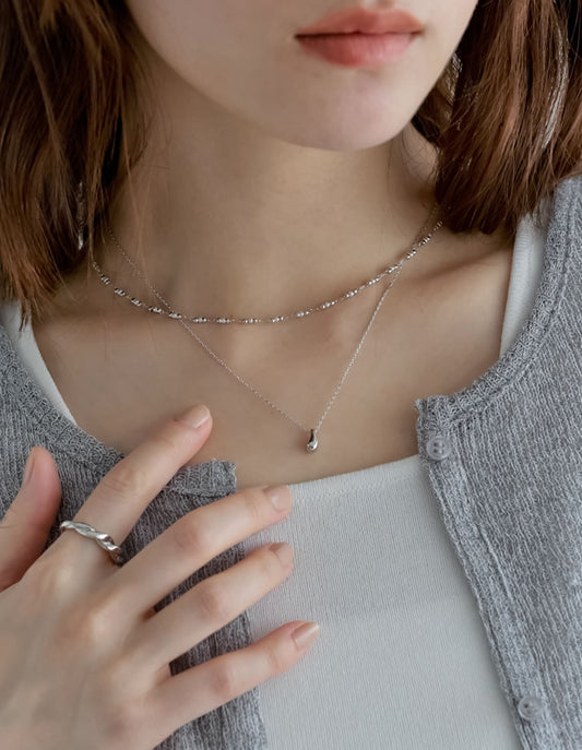 【公式サイト限定！＜24時間＞10％ポイント還元】ドロップモチーフ付き2連ネックレス[返品交換不可][mb] アクセサリー 人気レディースファッション通販 リエディ