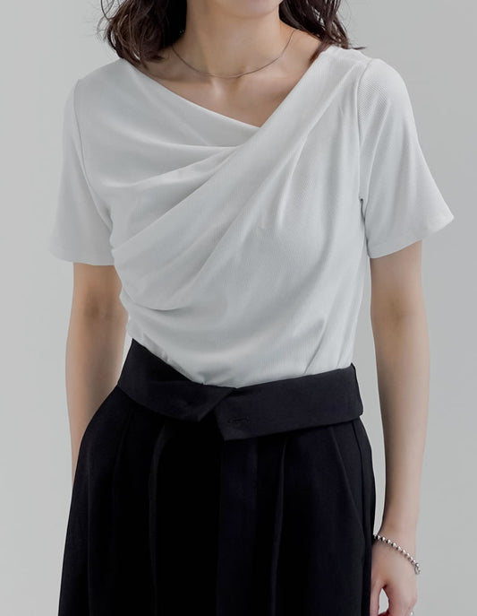 リブカットソードレープ半袖トップス[mb] トップス 人気レディースファッション通販 リエディ